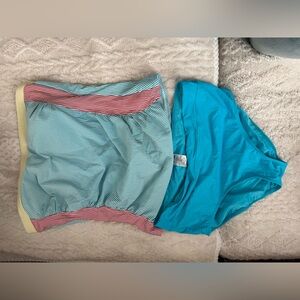 Lands' End Turquoise and White Striped Set